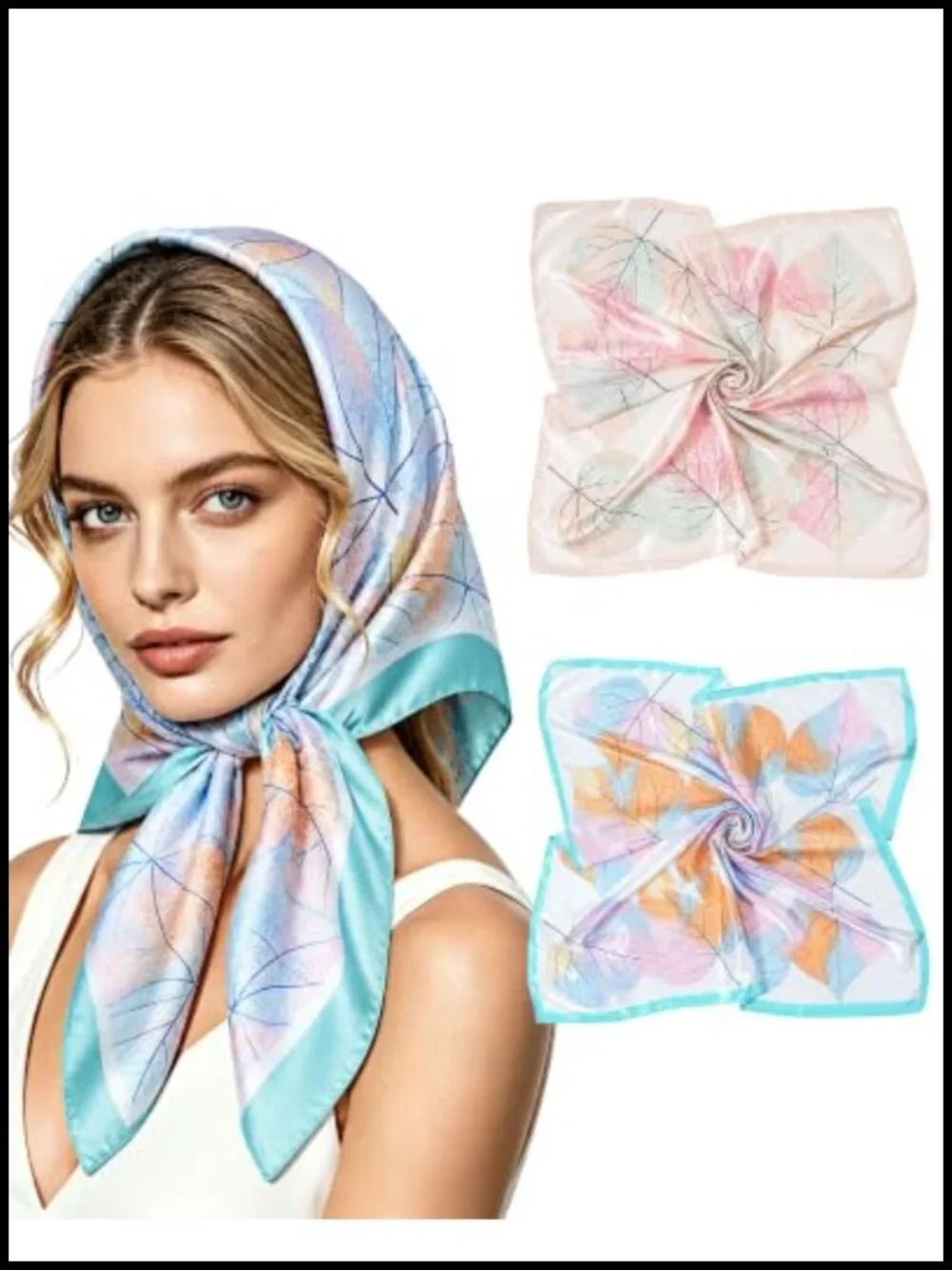 2 Pack Satin Hair Scarf for Women - Silk Like Head Wrap for Sleeping & Daily